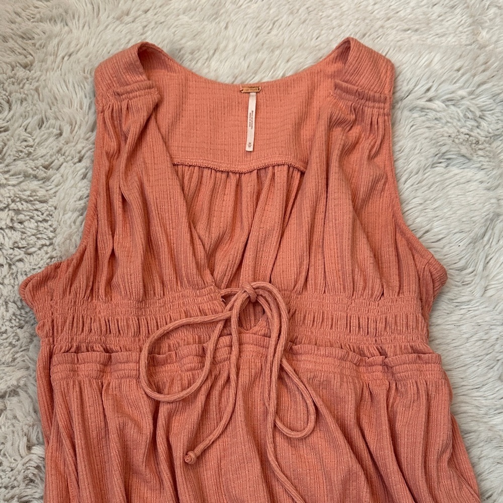 Free People SZ M Beach Bound Coral Sleeveless Empire Waist Women’s  Blouse - Picture 5 of 10
